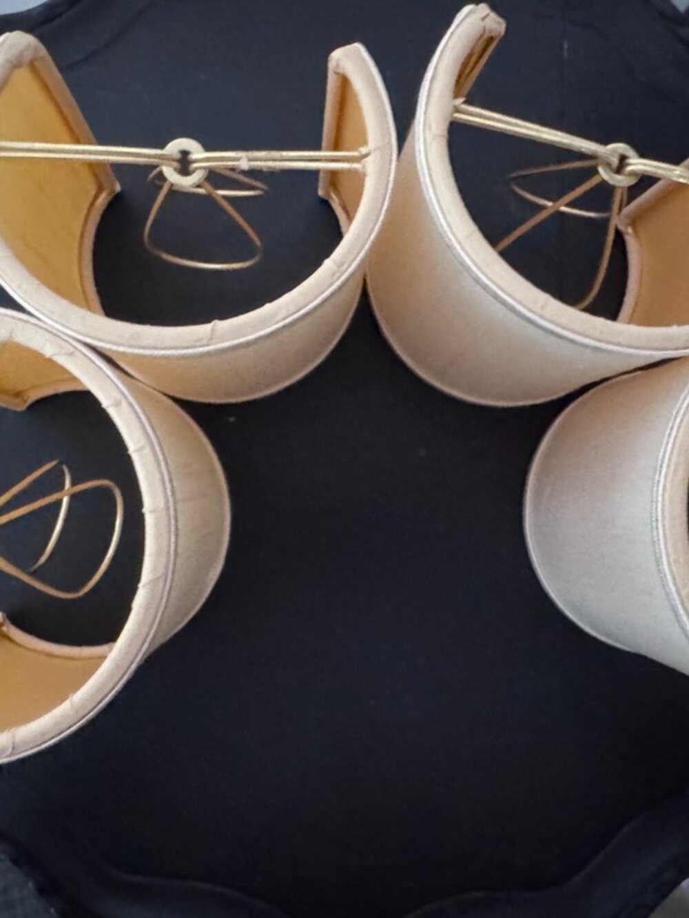Off-White Silk 'Shield'/'Half' Sconce Shades, Set of 4, Gold Clip-On Fitting, Ex - Picture 3 of 5